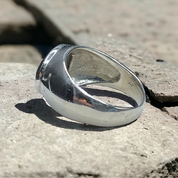 🌺Vintage Sterling & Onyx Ring - Picture 10 of 11